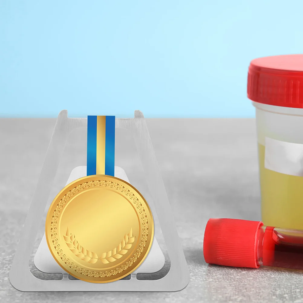 

2Pcs Medal Display Stand Sturdy Sleek Minimalist Style Tabletop Wall Shelf Home Decor Medal Organizer Badge Display Stand