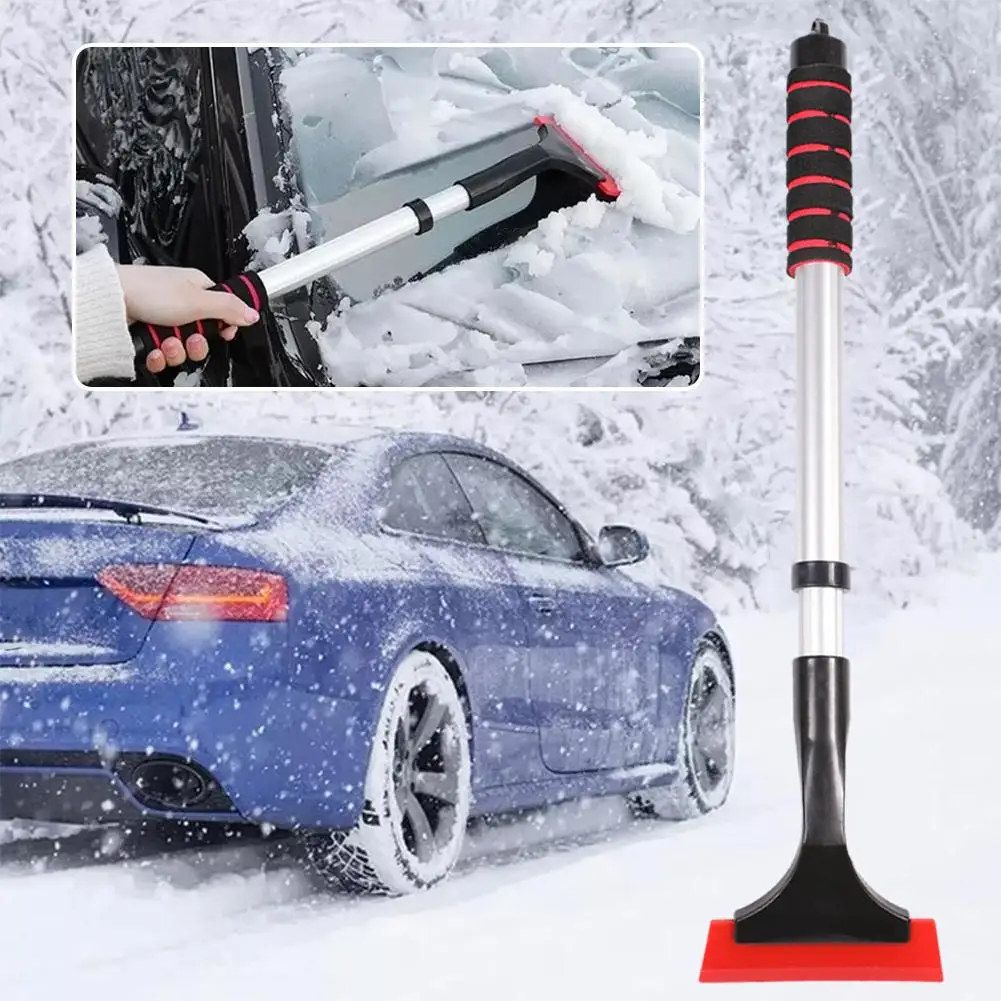 Extendable Aluminum Ice Scraper Snow Brush For Car Windshield Telescopic Extra-long Snow Shovel R0J6