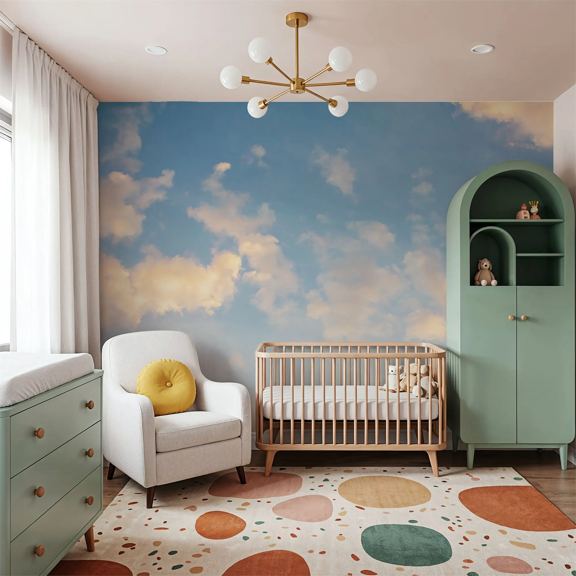 Tender Clouds Celestial Wallpaper Made to Measure Wall Mural for Living Room
