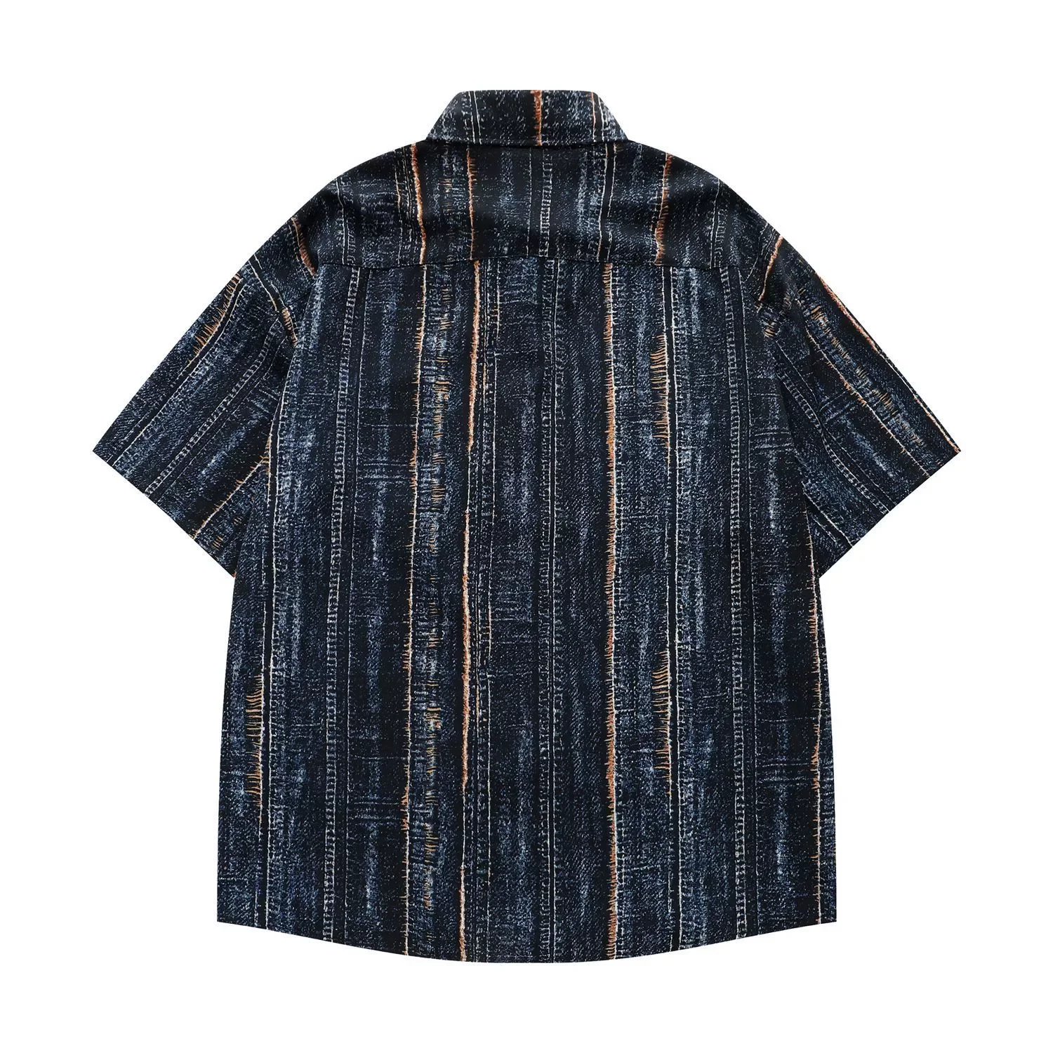 Denim Short Sleeve Shirts Mens Patchwork Striped Print Tees Summer Casual Loose Breasted Half-Sleeve Shirts Tops For Men Couples