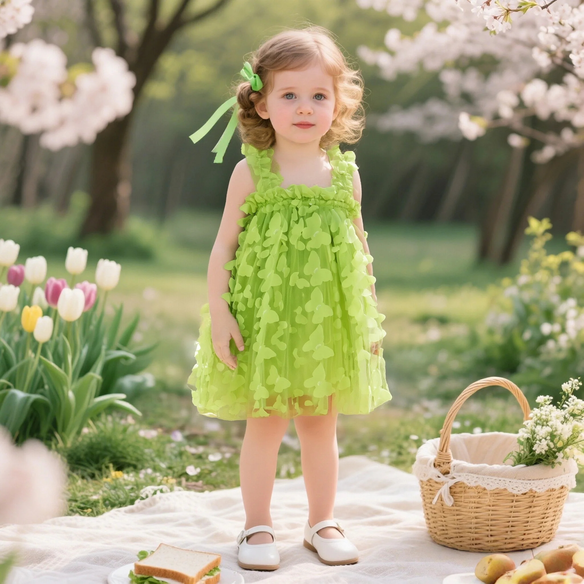 Vestido de niña de verano con tirantes finos de malla de mariposa vestido de bebé Adorable traje de niña de flores de boda