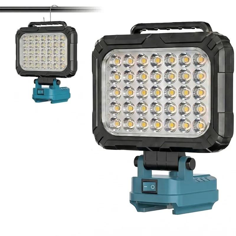 Portable LED Work Light Outdoor Torch for Makita/Milwaukee 18V Lithium Battery Cordless Construction Site Floodlight for Camping