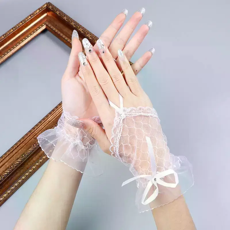 1 زوج زينة الأظافر لمسمار الفن الدانتيل وهمية مطوي الكفة مانيكير التصوير الدعائم الأكمام وهمية الأظافر اكسسوارات الإمدادات