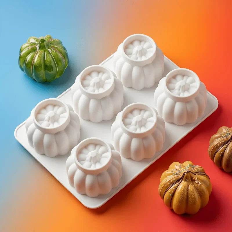 1pc 6 Cavity Realistic Pumpkin Silicone Cake Mold Non Stick Easy Demold  Design Autumn Themed Baking Mold for Thanksgiving Party