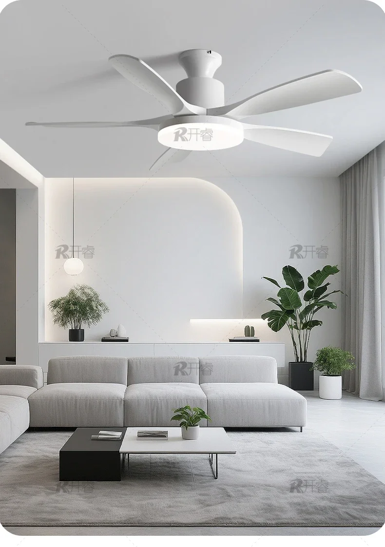 New wind fan light silent living room bedroom dining room Nordic modern simple frequency conversion ceiling fan chandelier