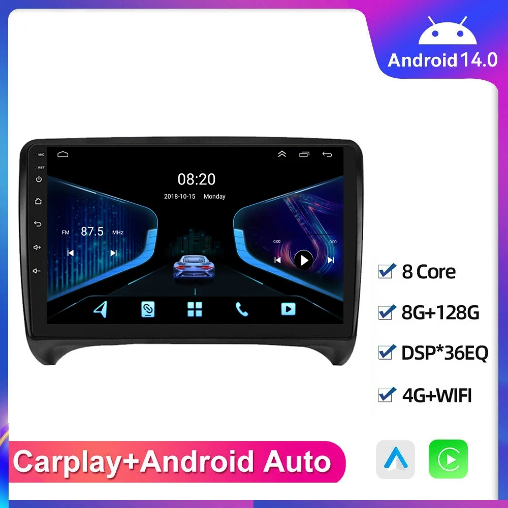 

Android 14 Radio GPS For Audi TT MK2 8J 2006 2007 2008 2009 - 2012 Car Stereo Multimedia 4G+WIFI Autoradio Carplay No 2 Din DVD