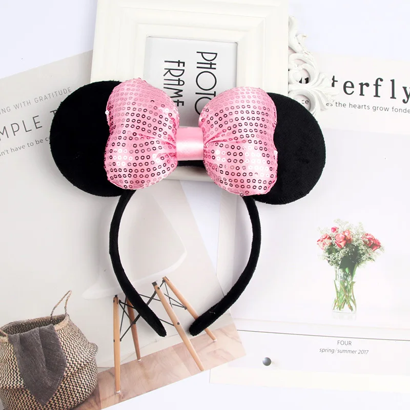 Disney Mickey Mouse Ears Headband Polka Dot Bow Hairband Girls Kids Festival Party Cosplay Hair Accessories Birthday Gifts