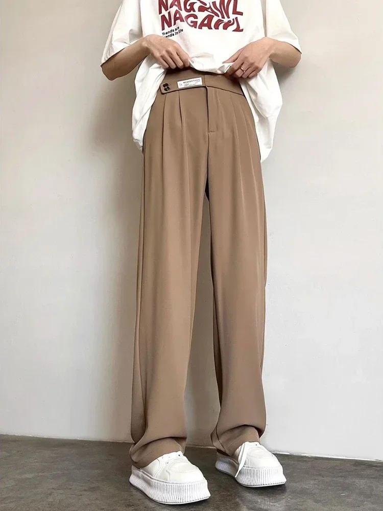 

Office Coffee Color Work Man Suits Pants Plus Big Size Trousers for Men New In Fashion Vintage Chinese Homme Elegant Thin Casual