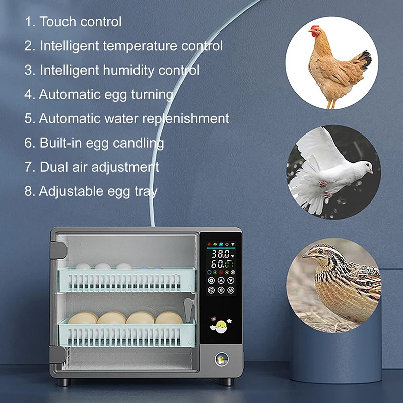 50 Eggs Fully Automatic Intelligent Double Power Incubator Household Chicken/Duck/Goose/Pigeon/Peacock/Parrot Egg Incubator