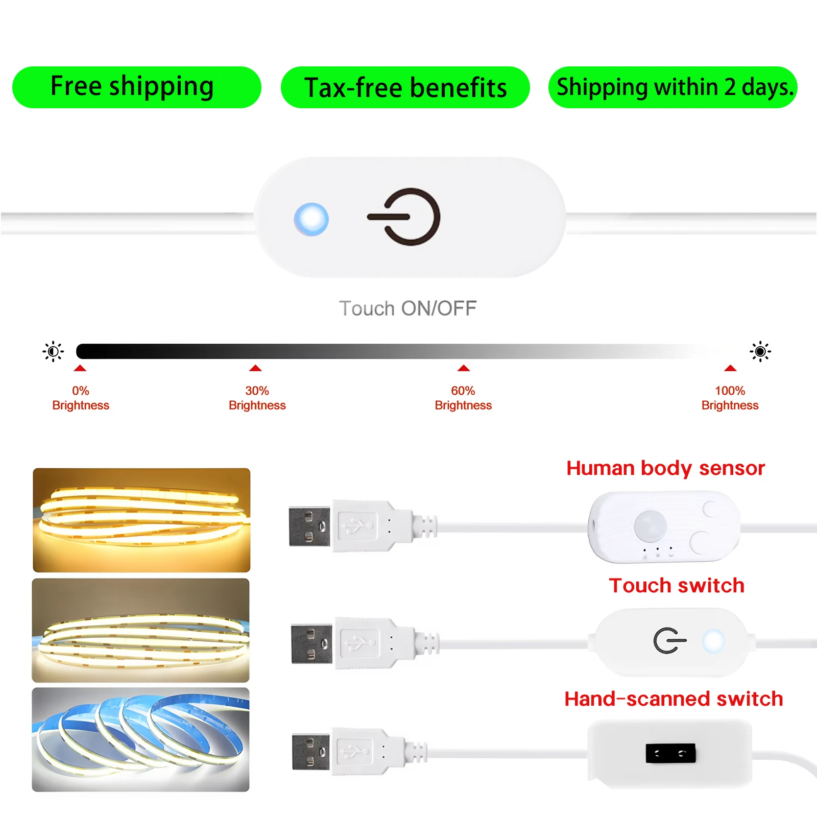 

USB Touch Dimmer Switch for 5V LED Strip – No Wiring, No Driver Needed! Plug & Play Touch Control, Smooth Brightness Adjustment
