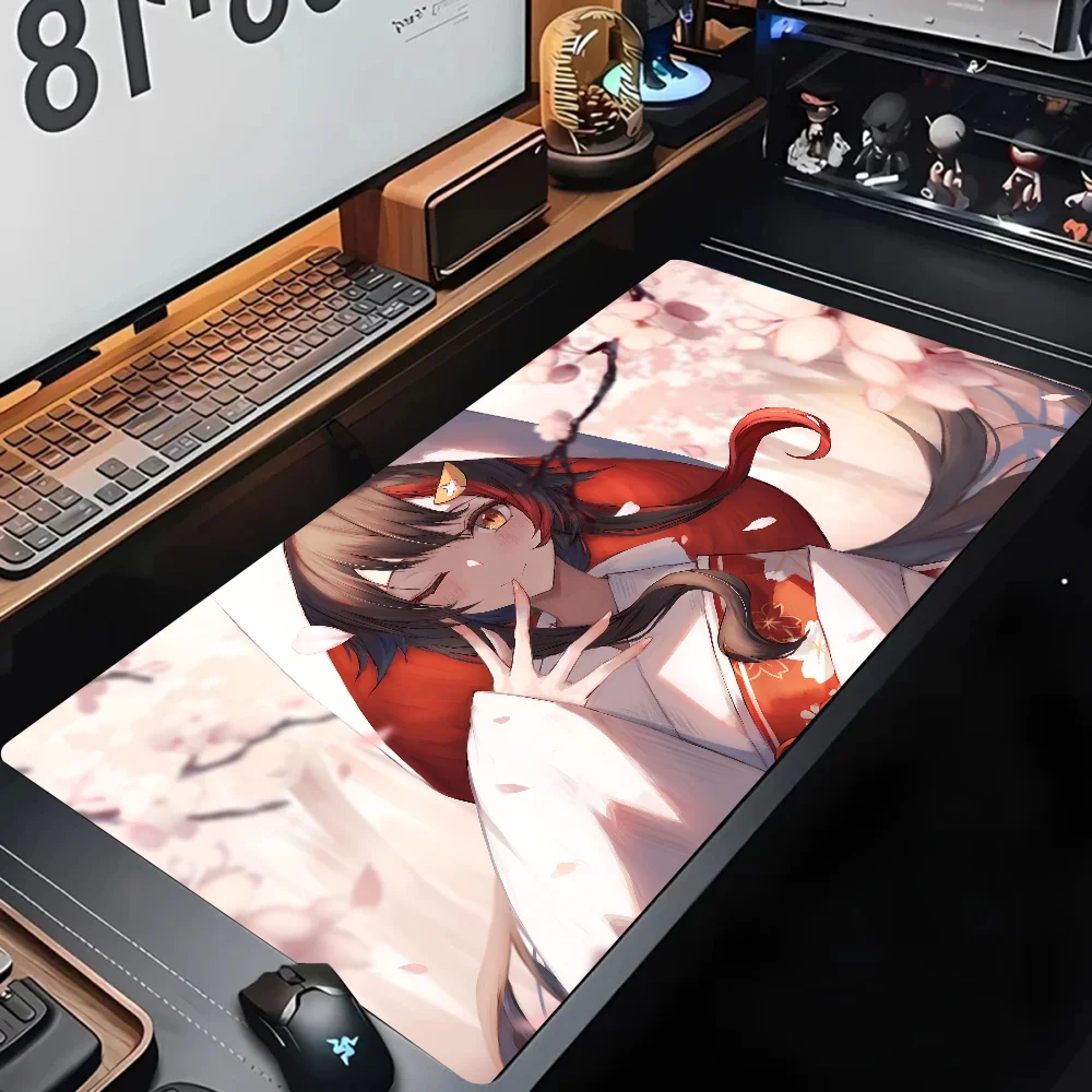 Anime Girl Hololive Ookami Mio Mousepad Desk Pad Gaming Accessories Prime Gaming XXL Keyboard Pad Stitched Pad Desk Pad