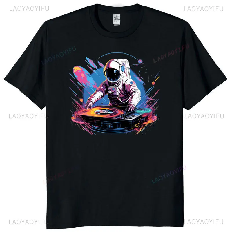 Fashion Astronaut Psychedelic Music DJ Psytrance Techno EDM Festival Cotton T-Shirt Festival Wear Clothes Graphic T Shirts