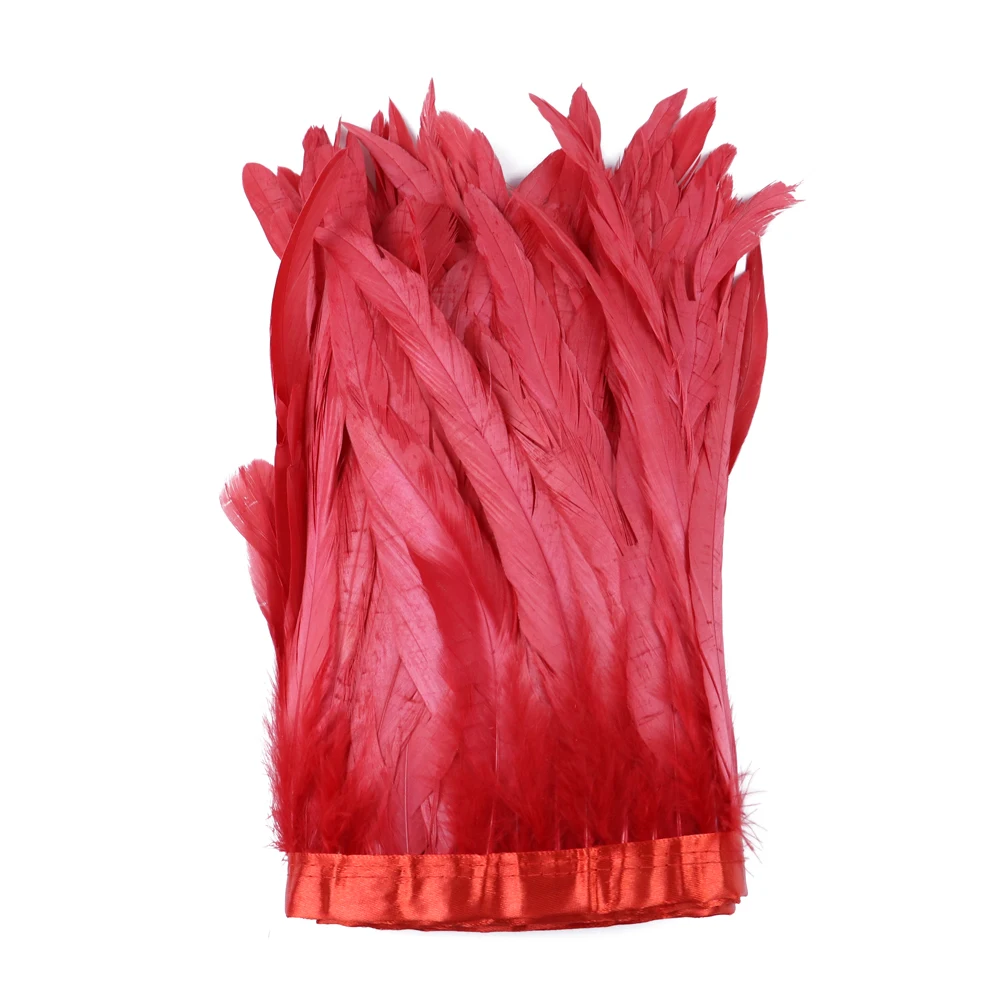 1M Rooster Tail Feather Trim 25-30CM Chicken Plume Ribbon Trimming Strung Dress Skirt Costume Carnival Decoration