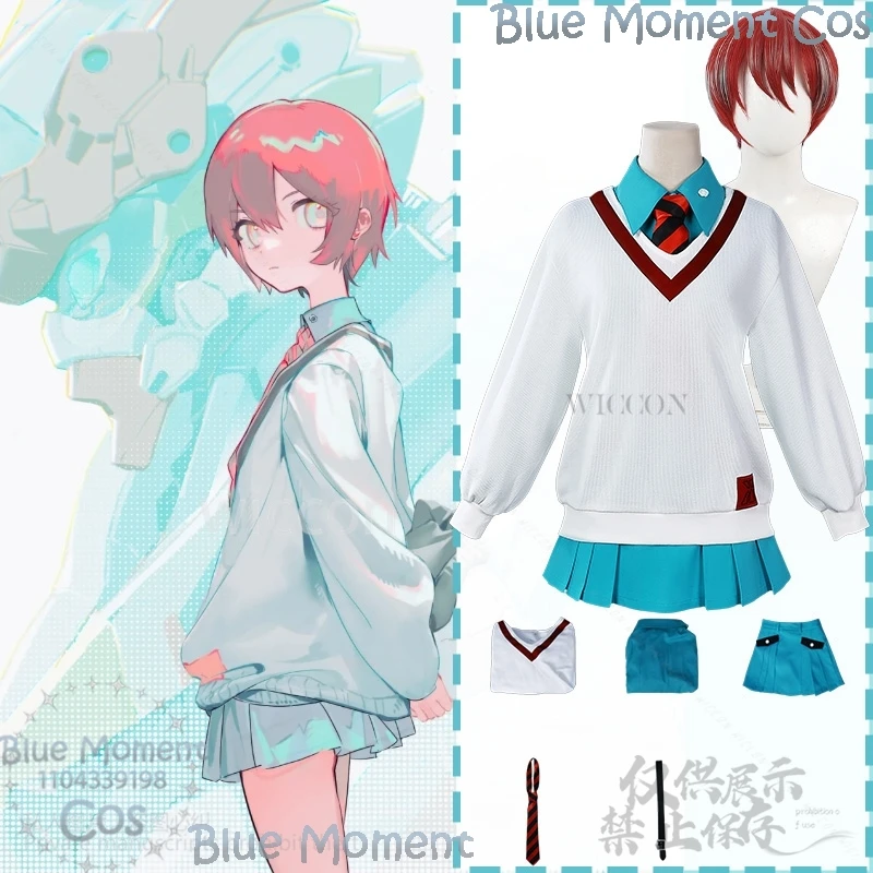 

Anime uuuuuuuX Amate Yuzuriha Cosplay Clothes JK School Uniform Jirai Kei Girl Sweater Skirt Shirt Tie Wig Carnival Customized