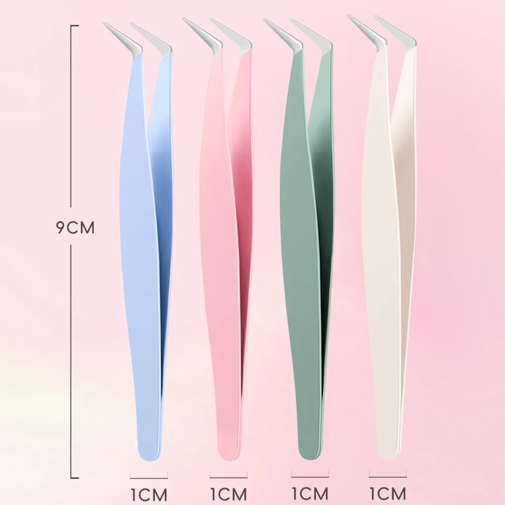 가짜 속눈썹 클립 스테인리스 스틸 핀셋 메이크업 아티스트용 핀셋 고품질 접착 속눈썹 컬러 가정용