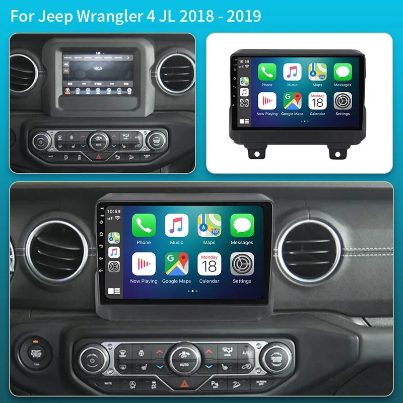 2Din Stereo Receiver Android All In One Car Radio Intelligent Systems For Jeep Wrangler 4 JL 2018-2019 Multimedia Player 5G DVD