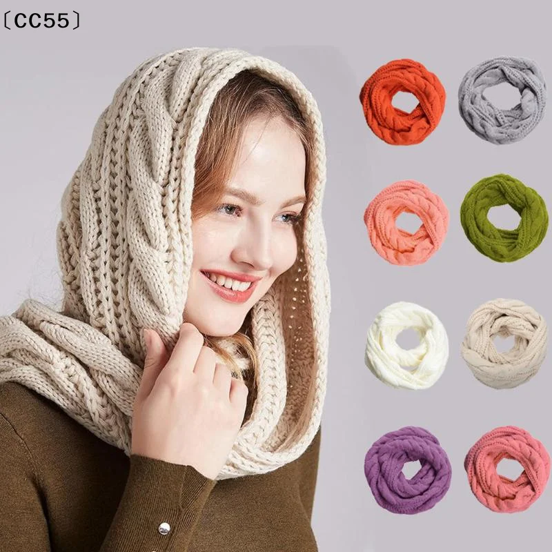 〔CC55〕Winter Warm Scarf For Women Windproof Stylish Solid Color Scarves For Cold Weather Warm Knit Winter Circle Loop Scarves