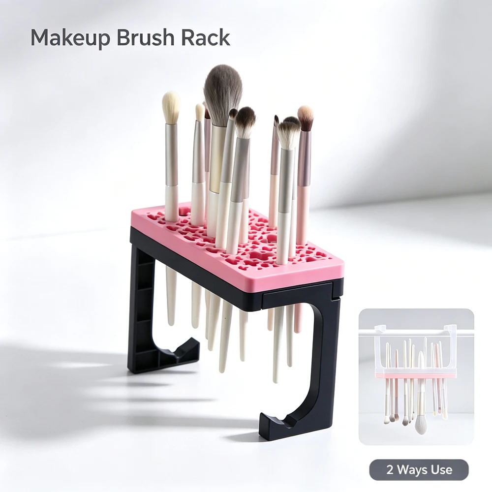 Makeup Brush Drying Rack Silicone Storage Holder Assembled Cosmetic Display Stand Desktop Hanging Dual Use Makeup Organizer Tool