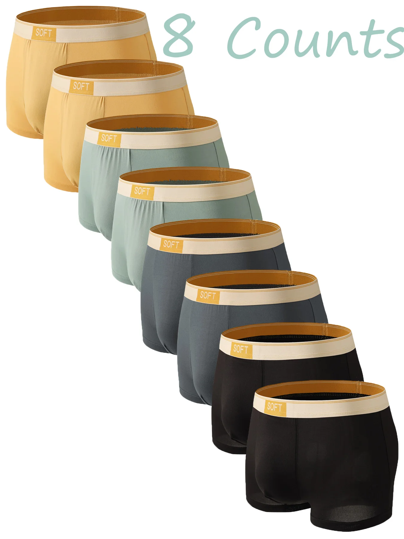 

8PCS comfortable and breathable men's boxer briefs daily casual teen boxers