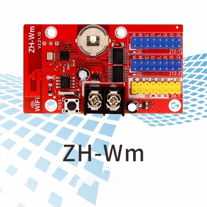 ZH-Wm LED Display Control Card WiFi Single Color Screen Controller Support Multi-Platform Edit HUB12 T08 Interface
