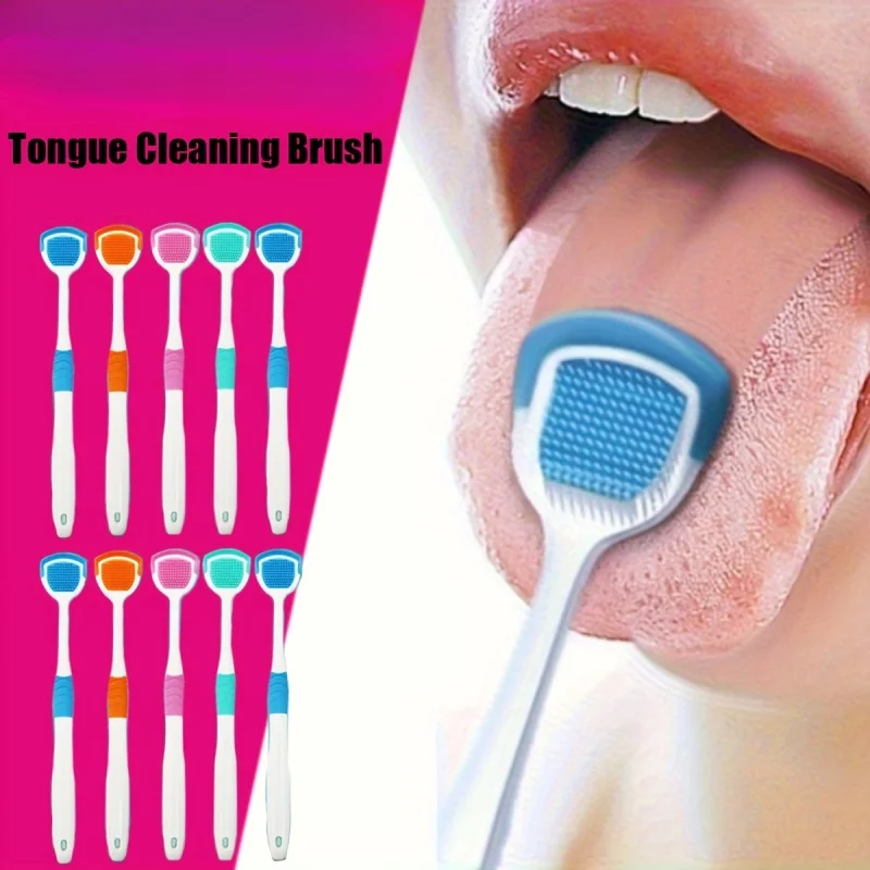 1PCS Double Sided Silicone Cleaners Adult Kids Reusable Tongue Scraper Brush Washable