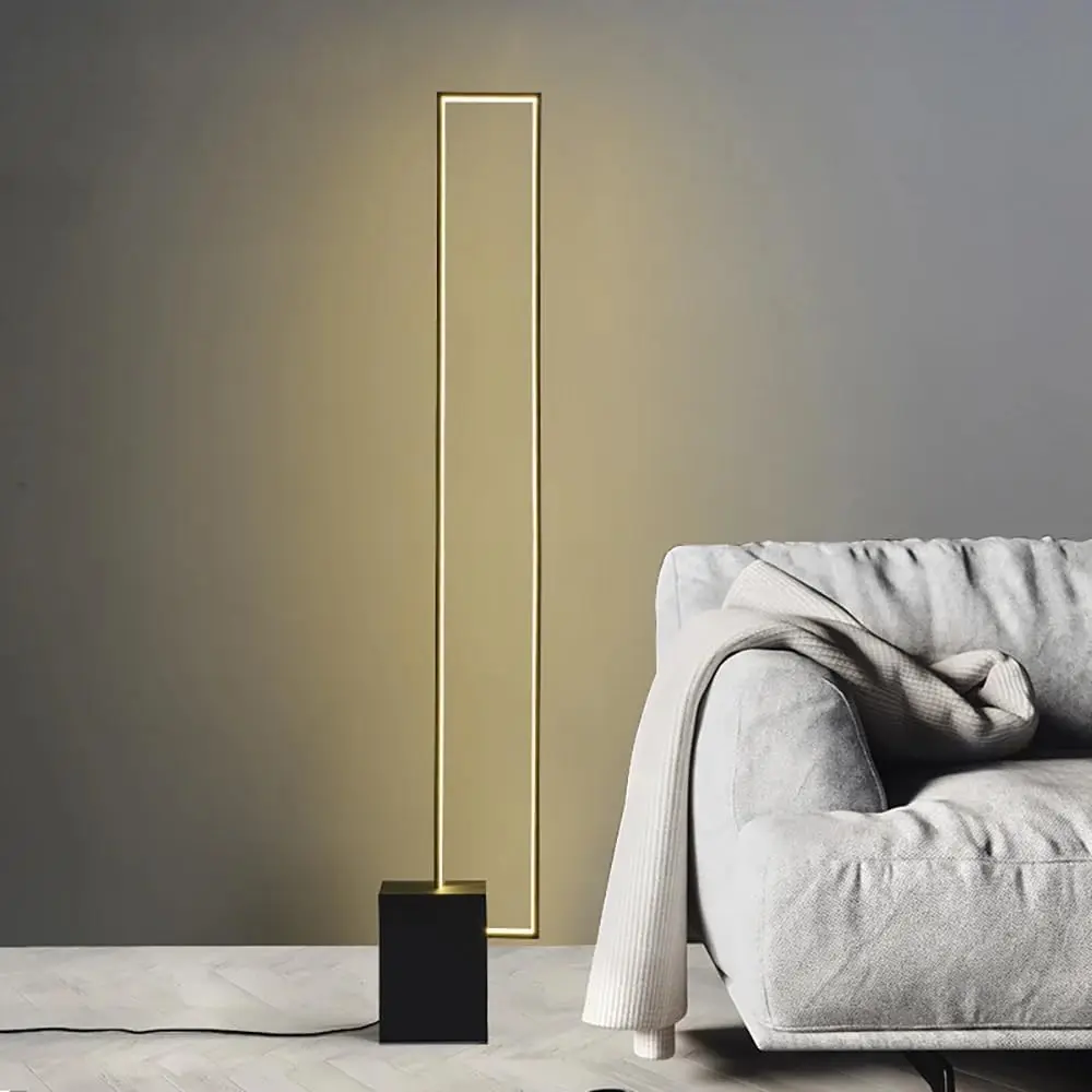 Metal LED Floor Lamp,Rectangular Standing lamp with Black Base