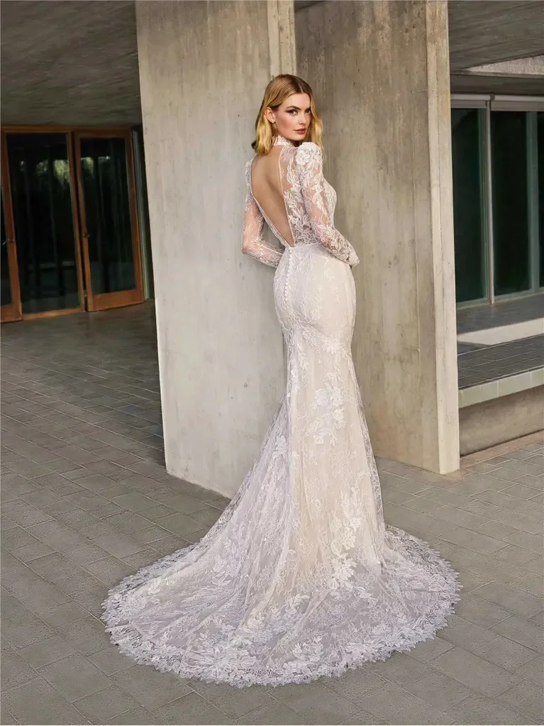 Lace Wedding Dresses Vestidos De Novia Corte Sirena Vestido Larga Elegant Minimalista Para Boda Civil Bespoke Casamento Customiz