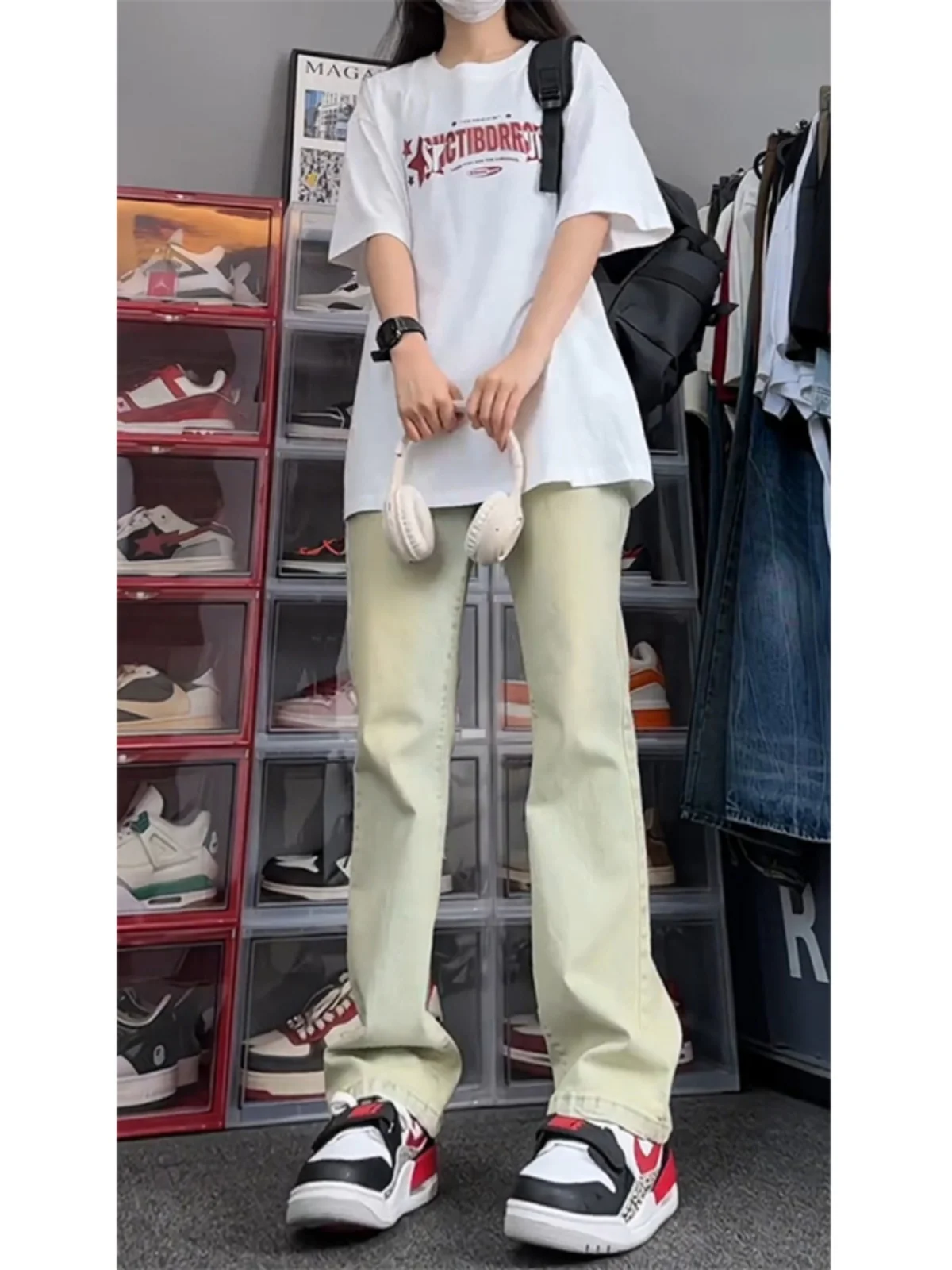 

Мужские джинсы Waed Yellow Clay: модные, брендовые, прямые, слегка расклешенные, в американском ретро-стиле, из хлопка и полиэстера