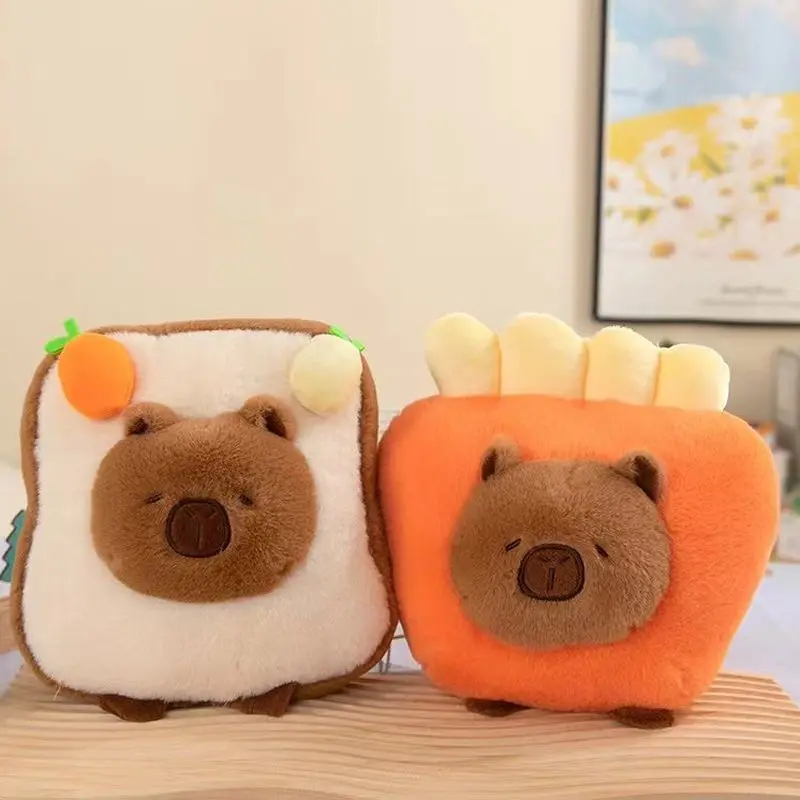 

23 см плюшевые игрушки Капибала Тоси с картофелем фри, очаровательные коричневые животные, плюшевые мультяшные игрушки для мальчиков и девочек, подарки на день рождения, Рождество