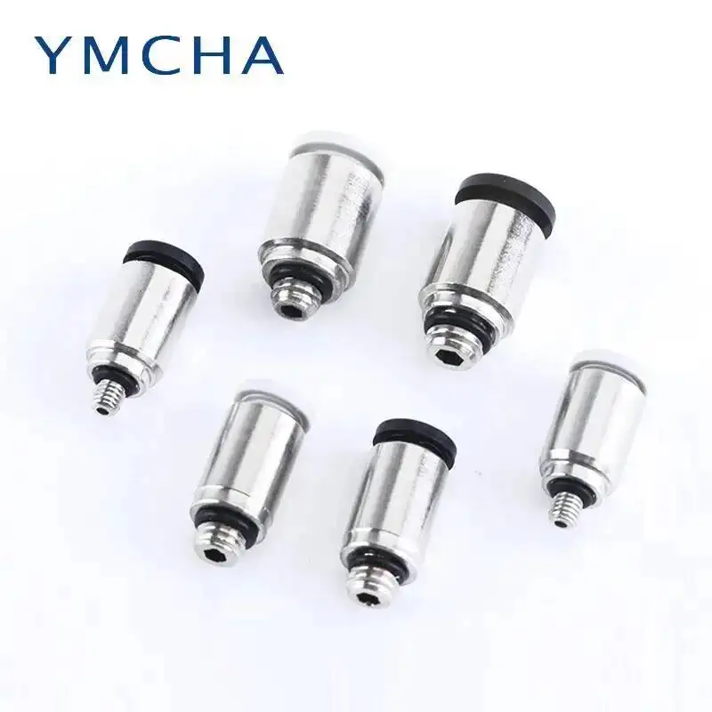 10pcs POC3/4/5/6mm-M3/M5/M6 01 Mini Pneumatic Fittings Round Thread Straight Through Air Pipe With Hexagonal Hole Micro