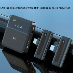 SX8  Wireless Lavalier Microphone for Video Recording Live Broadcast Lapel Mic Collar Microphone Clip Mic for Conference Meeting