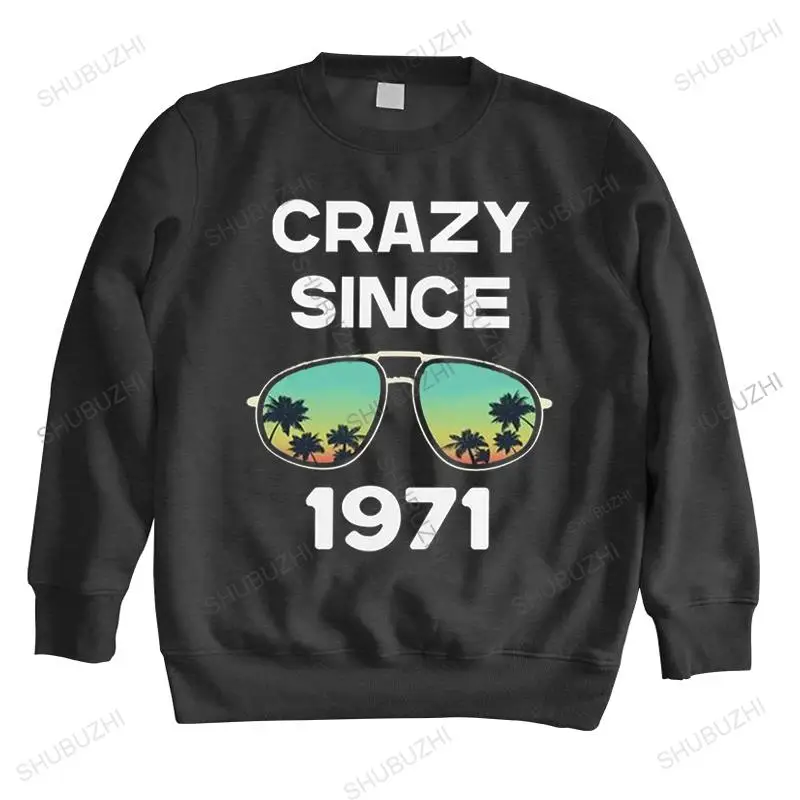 Eyeglasses Crazy Since 1971 Men hoodie Soft Cotton 51th Birthday long sleeved Funny hoodies Urban Fashion sweatshirt Gift