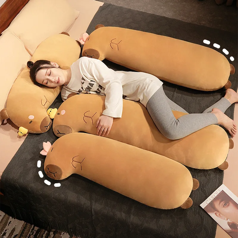 48-120cm New Long Fluffy Sleepping Pillow Capybara Plush Doll Capybara Stuffed Toy Stuffed Animals Birthday Gift Home Decor