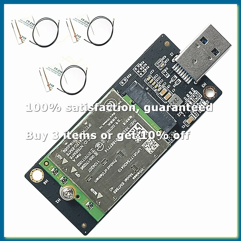 EM7565 4G LTE Module+3X4G Antenna+USB Adapter CAT-12 600Mbps CBRS NGFF Module Cat12 NGFF Module Cat12 for Laptop-A32R