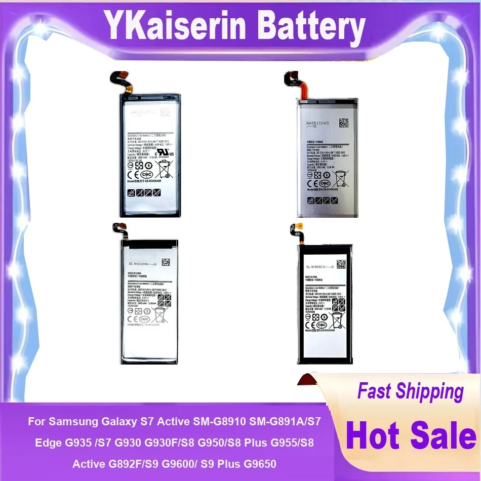 بطارية الهاتف المحمول لسامسونج غالاكسي S8 S7 نشط/Edge G935 G935FD/G930 G930F/S8 S9 Plus G950 G9600 SM-G960F S8 + S9 + Bateria