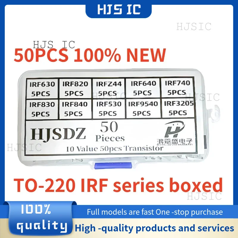 50PCS 10Types IRF640 IRF740 IRF830 IRF840 IRF530 IRF630 IRF820 IRFZ44 IRF9540 IRF3205 TO-220 MOSFET Transistors