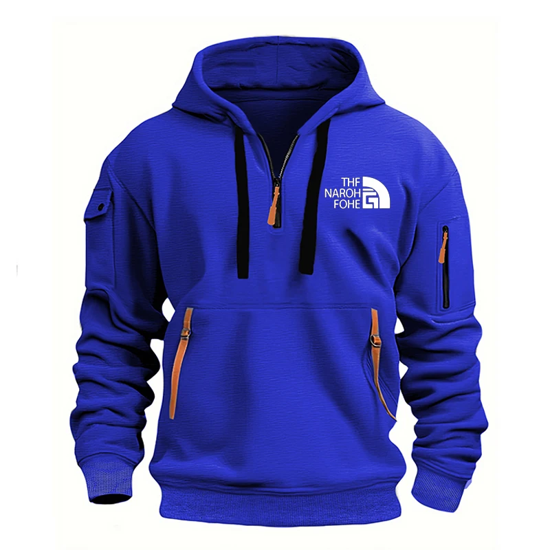 Moda Otoño e Invierno ropa de marca para hombres diseño con múltiples cremalleras Sudadera con capucha impresa  casual suelta
