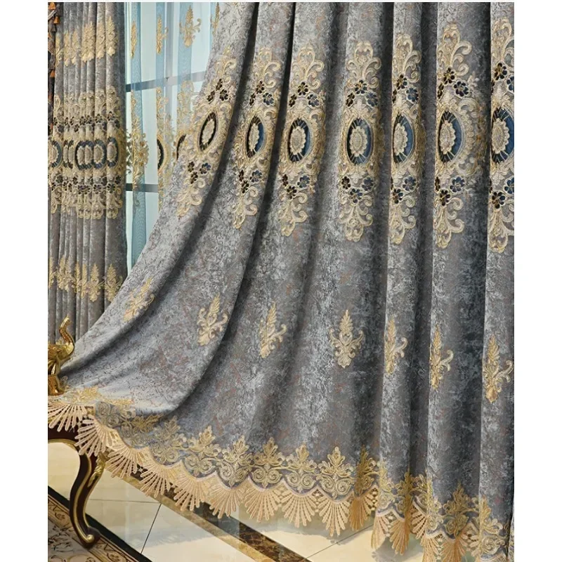 

New Chenille Luxury European Style Curtains for Living Dining Room Bedroom Atmospheric High Shading Curtains