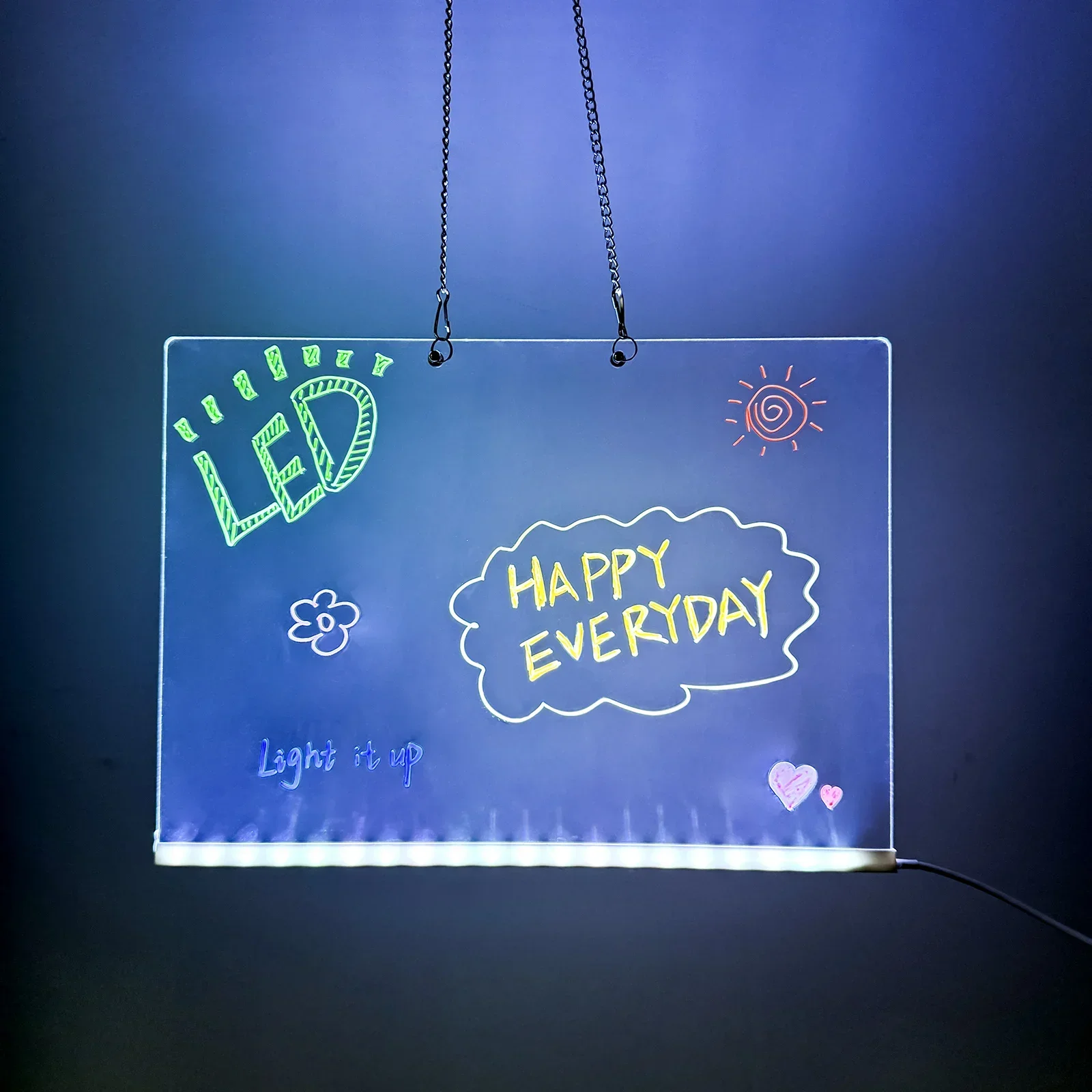 

Create 2in1 LED LED Note Board With Night Light Colorful 7Pens DIY Light-Up Acrylic Message Board Erasable Note Board with Color