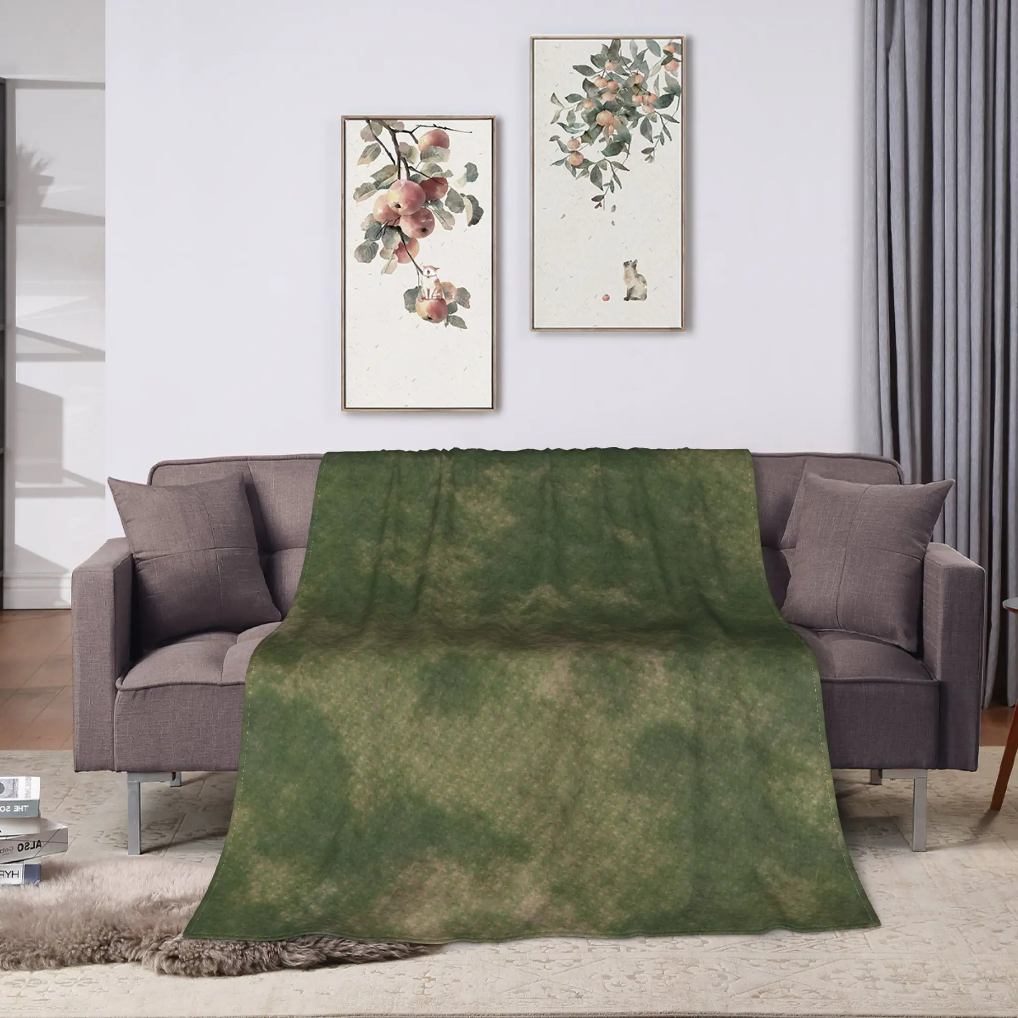 Grass Battlemat Grassland Land Greenery Super Soft Blanket Travel Plush Throw Blanket Couch Bed Flannel Bedspread Bed Cover