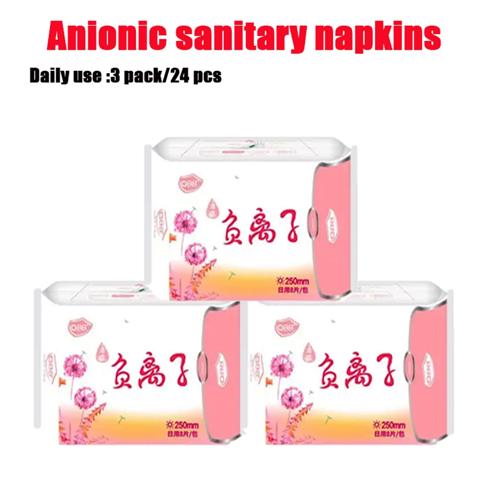 24pcs=3 packs/ Anion Menstrual Pad Sanitary Towels Panty Liners For Women Health Care Feminine Hygiene Product Towels Cotton Pad