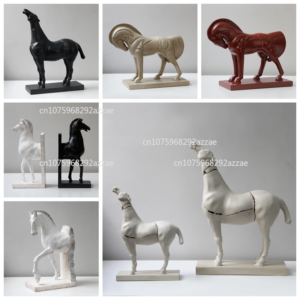 

TV cabinet retro wind horse sculpture ornament study cabinet decoration