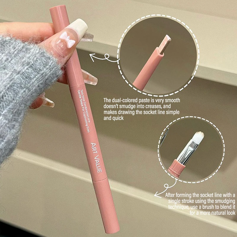 ดินสอเขียนใต้ตาแบบสามมิติสองสี ติดทนนาน สีชมพูธรรมชาติ ดินสอไฮไลท์แบบไหม ดินสอไฮไลท์อายแชโดว์ Aegyo Sal