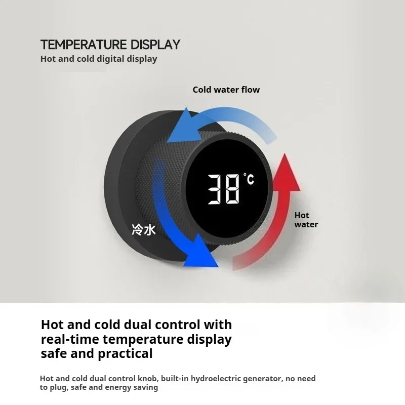 applicable 360° rotating countertop washbasin cold and hot water faucet concealed digital display washbasin faucet copper