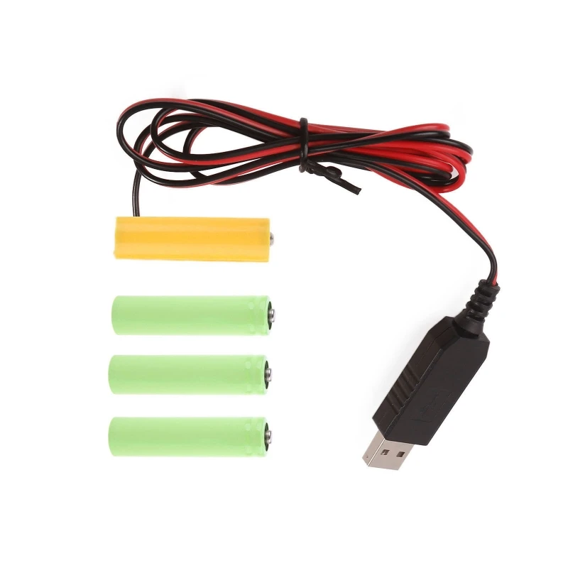 090F Universal 6V AA Battery Eliminators USB Power Supply Cable with Switches USB to 6V AA LR6 AM3 Battery for LED Light
