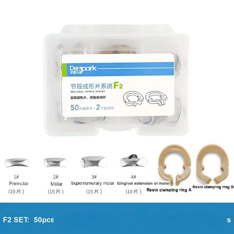 Dentpark Segment Matrix System F2 Special Offer Kit&M8 Anterior Teeth Metal Curved Matrix Band Dental Material for Restoration