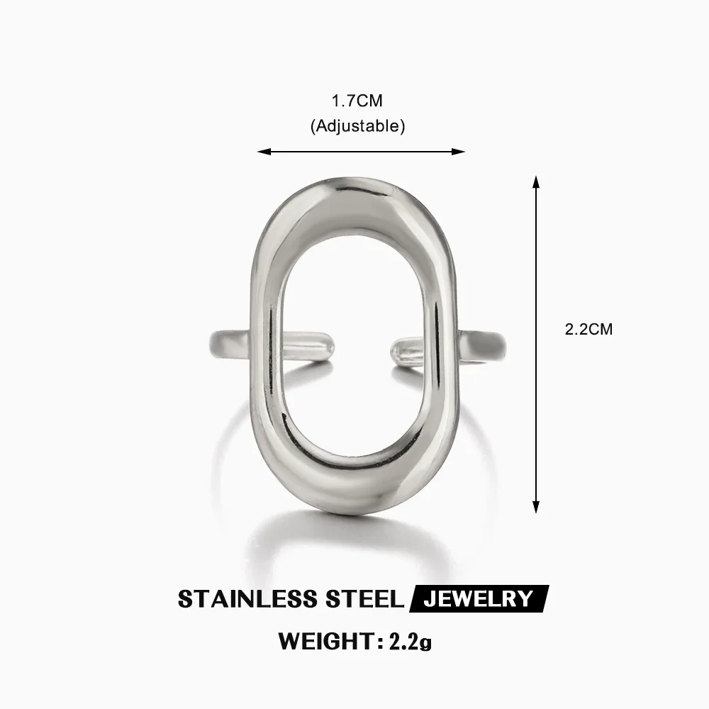 Minimalist Ellipse Openwork Rings Adjustable Geometric Ring For Women Unique Designer Jewelry Stackable Dainty Gift