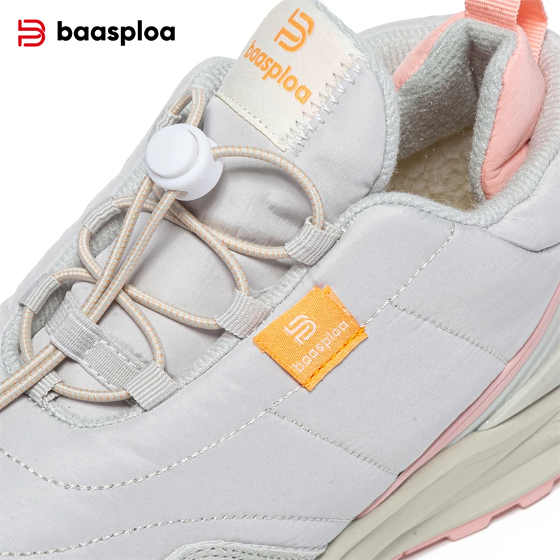 Baasploa Women Cotton Shoes New Winter Casual Waterproof Plush Warm Sneaker Female Outdoor Non-Slip Wear-Resistant Walking Shoes