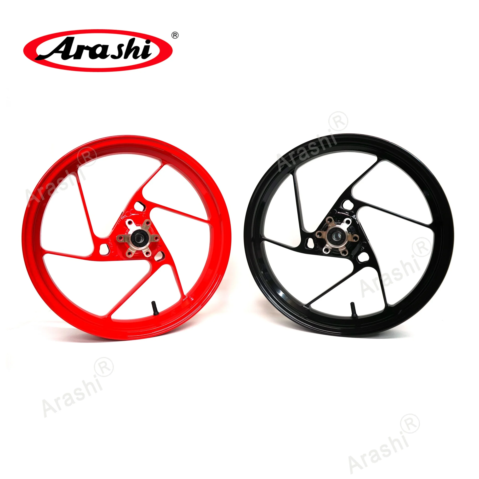 ARASHI Rin Delantero de 17'' Compatible con RS660 2021-2025, Rin de Repuesto Compatible con Aprilia TUONO 660 2025 2024 2023 2022 2021, Negro Brillante y Rojo