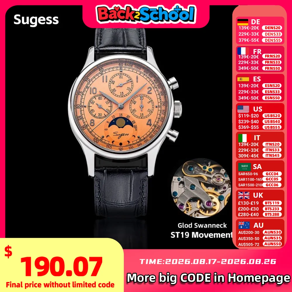 Moonphase Complication Watch - Sugess Watch of Men Chronograph Tianjin